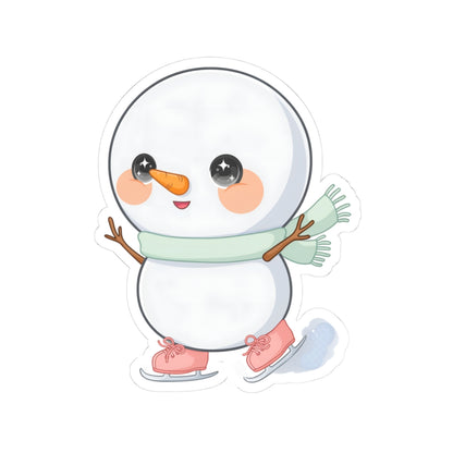 Kawaii Snowman Sticker, Cute Ice Skating Winter Decor