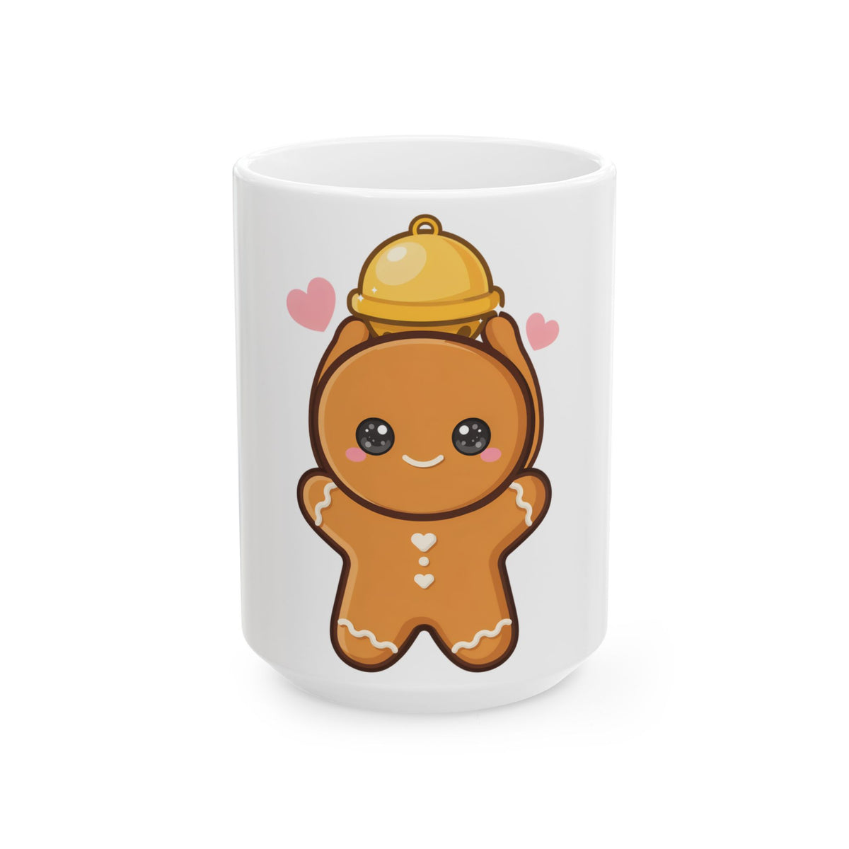 Kawaii Gingerbread Mug, Cute Holiday Ceramic Coffee Cup