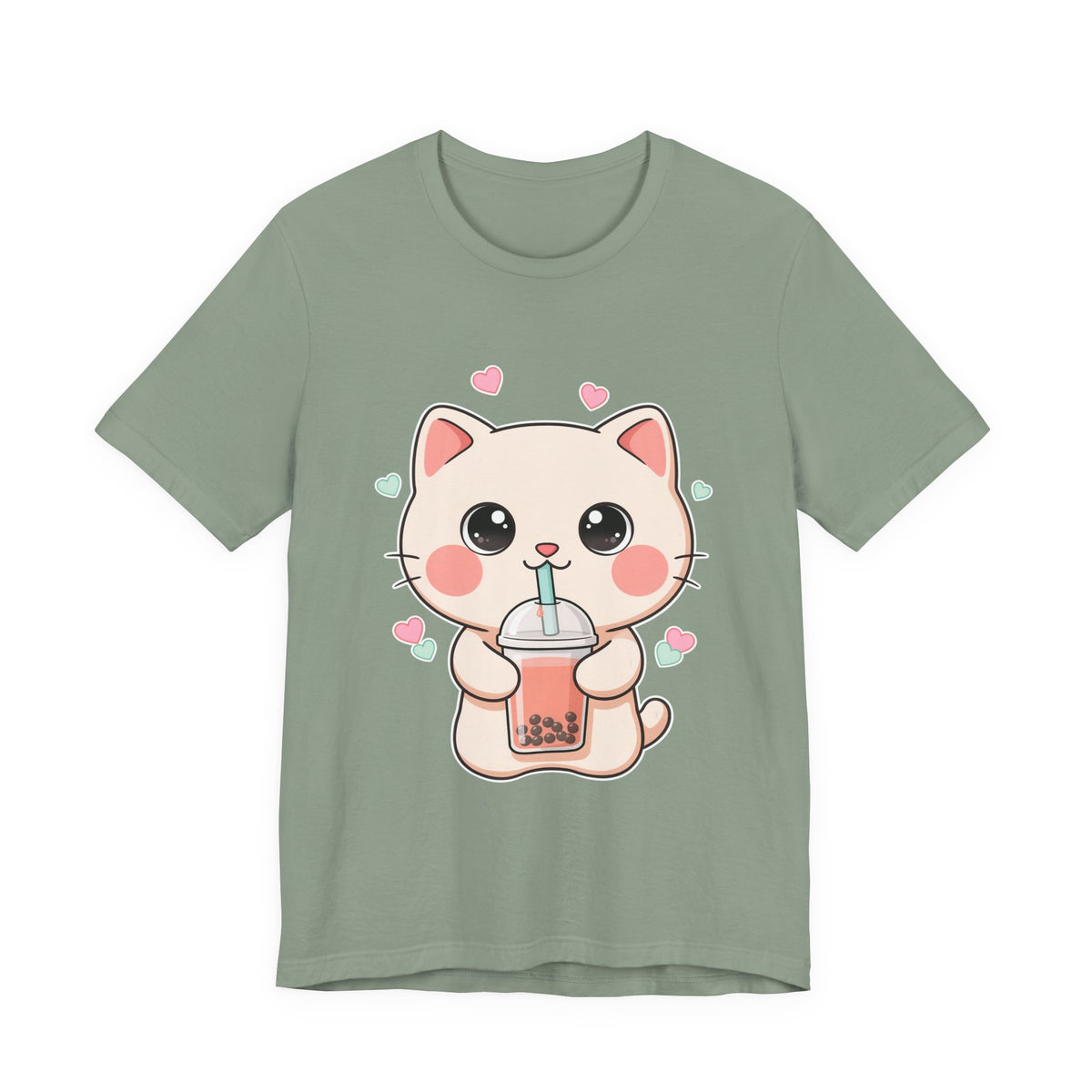 Kawaii Bubble Tea Cat T-Shirt for Cat and Boba Lovers