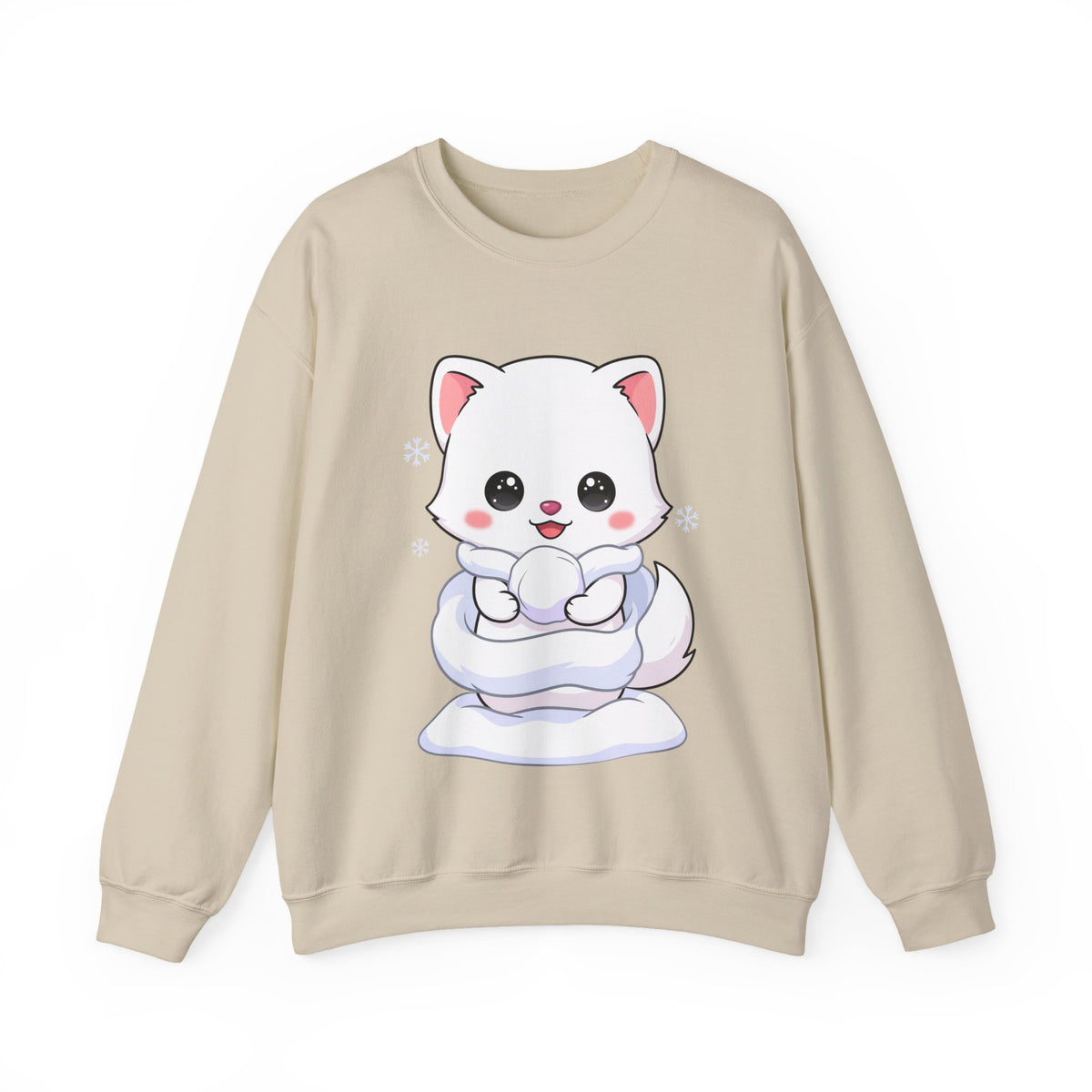 Kawaii Arctic Fox Sweatshirt, Cute Winter Animal Crewneck