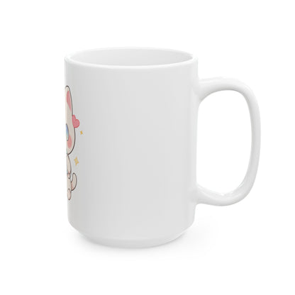 Kawaii Gamer Cat Mug, Cute Video Game Cat Ceramic Coffee Mug