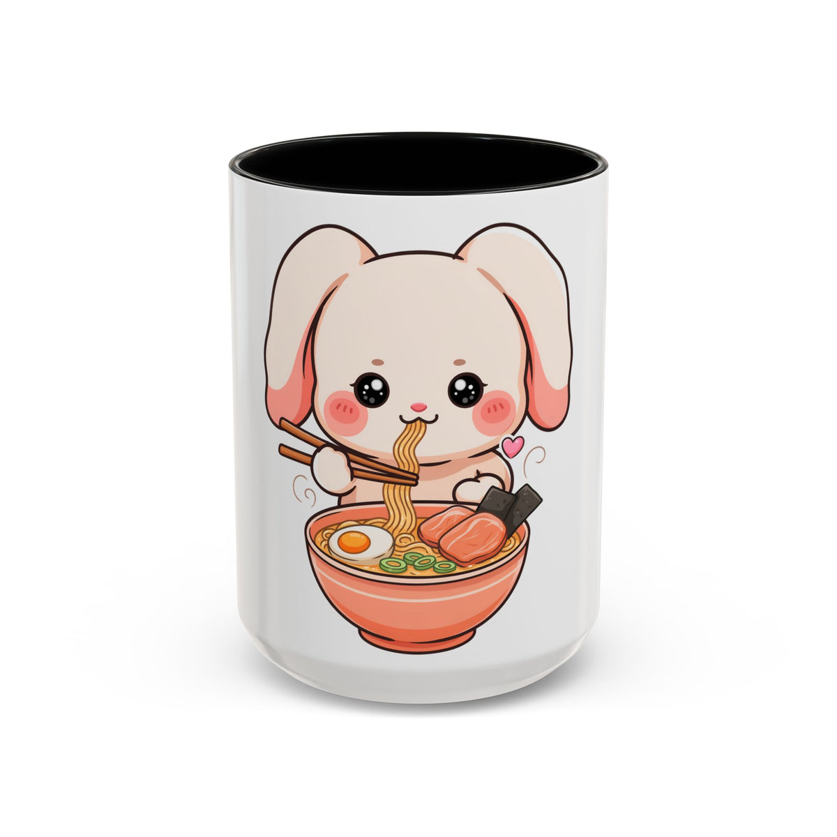Kawaii Ramen Bunny Accent Coffee Mug, 11 oz or 15 oz