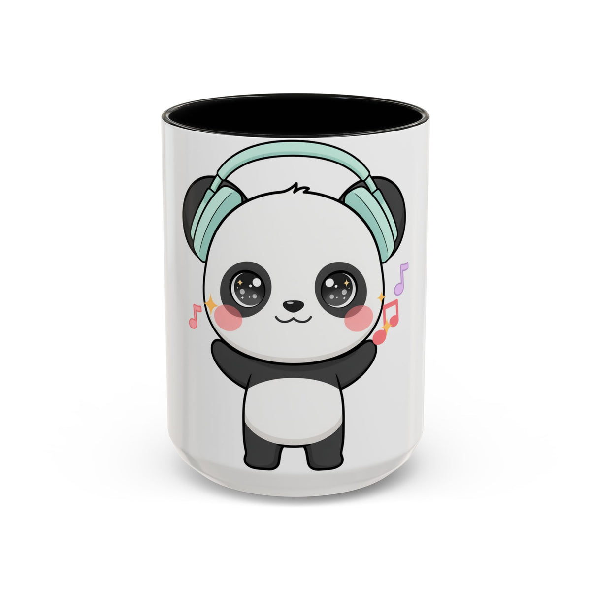 Kawaii Panda Music Mug, Colorful Accent Coffee Mug
