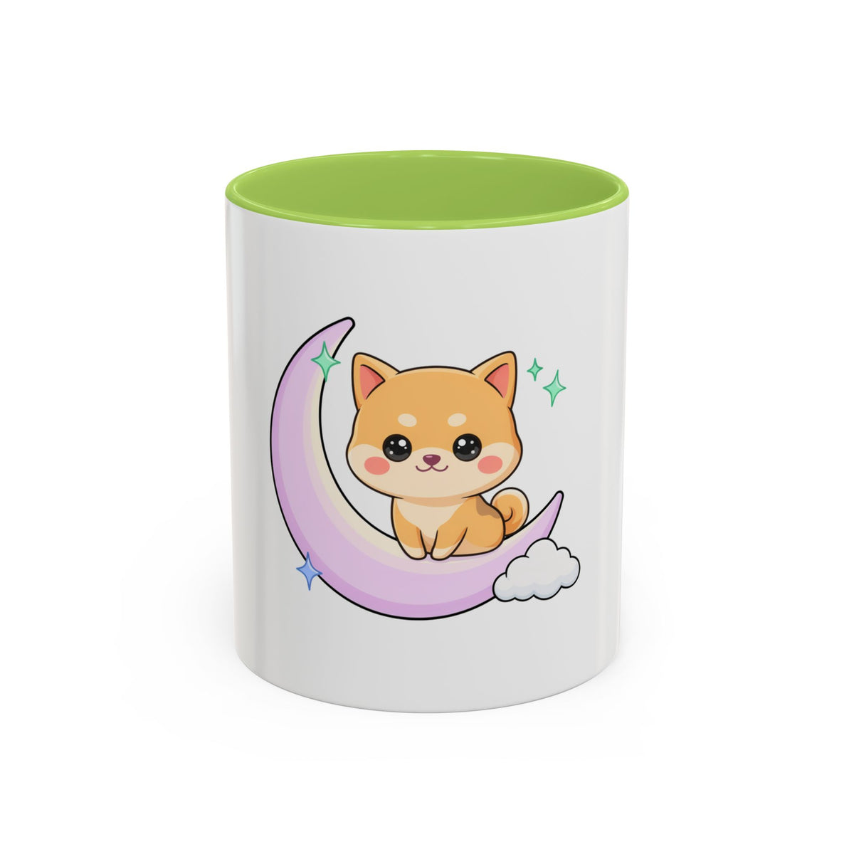 Kawaii Shiba Inu Accent Coffee Mug, Moon Puppy Gift