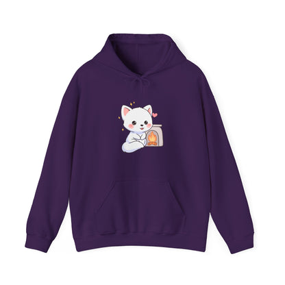 Kawaii Arctic Fox Hoodie for Cozy Fireplace Evenings