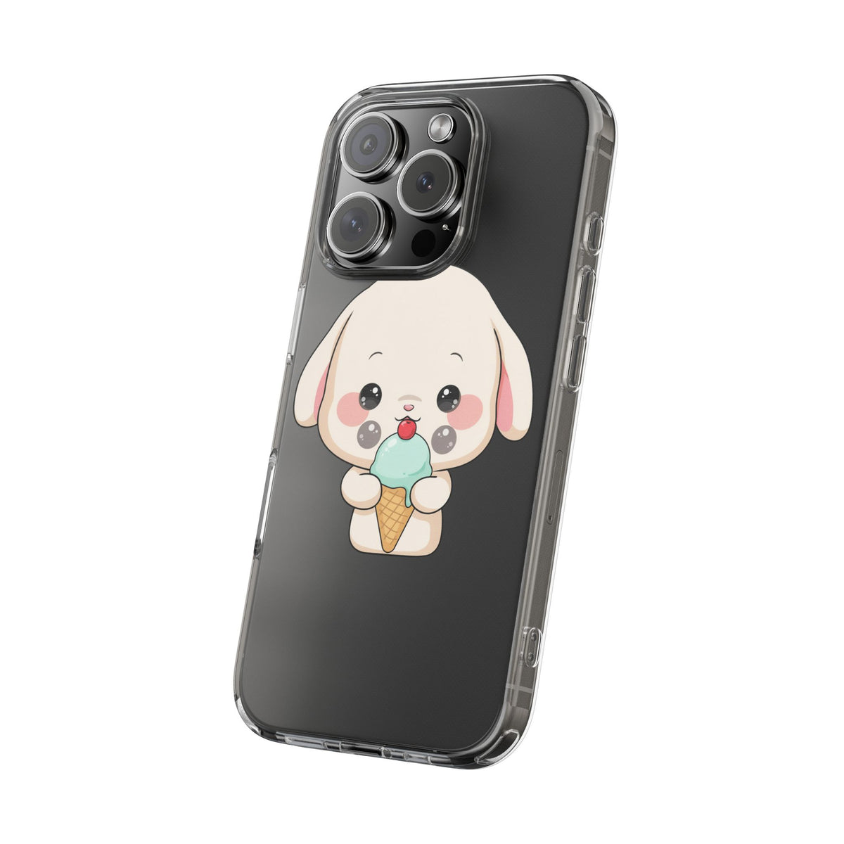 Kawaii Bunny Phone Case, Ice Cream Cutie Clear Case