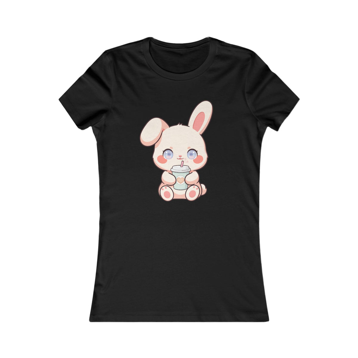 Kawaii Bunny Latte T-Shirt for Cozy Coffee Breaks