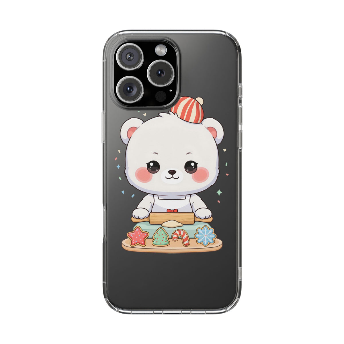 Christmas Bear Cookie Baking Clear Phone Case