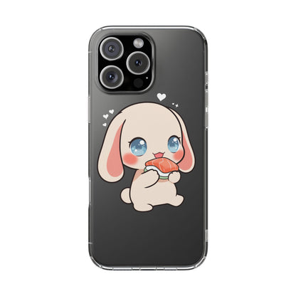 Kawaii Bunny Sushi Phone Case, Clear Impact-Resistant