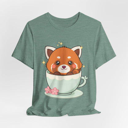 Kawaii Red Panda T-Shirt, Cute Tea Lover Gift