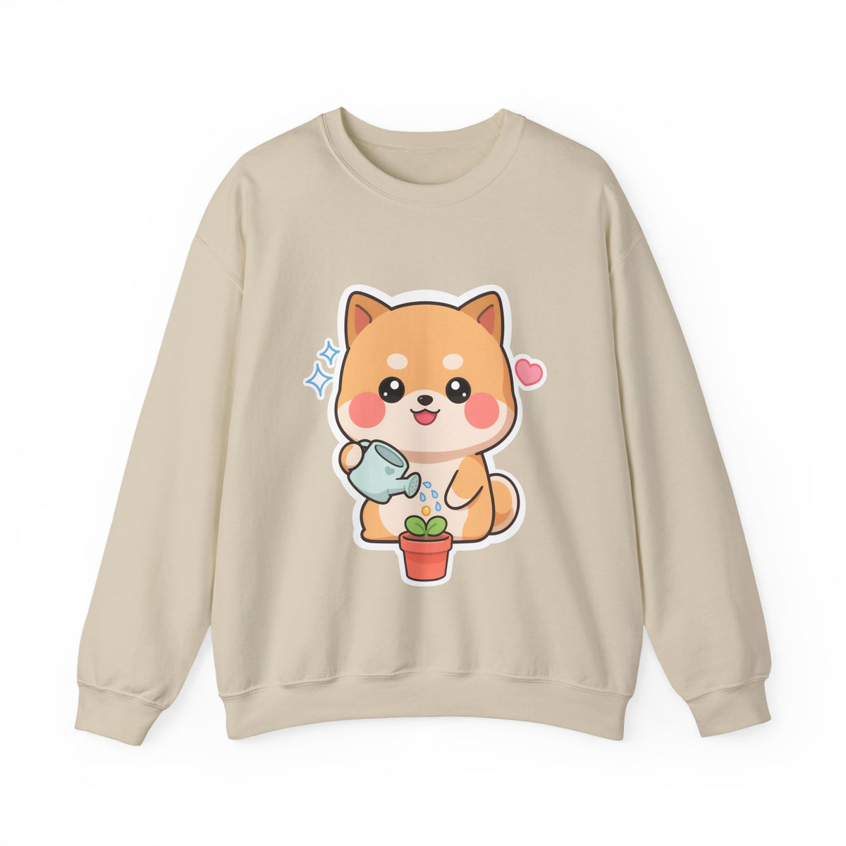 Kawaii Shiba Inu Sweatshirt, Cute Plant Lover Crewneck