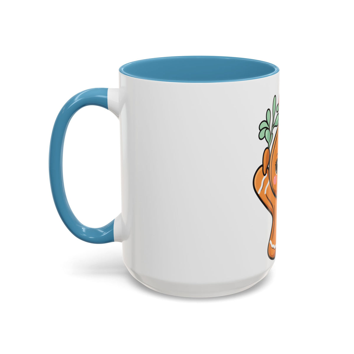 Kawaii Gingerbread Mug with Mistletoe | Christmas Accent Mug