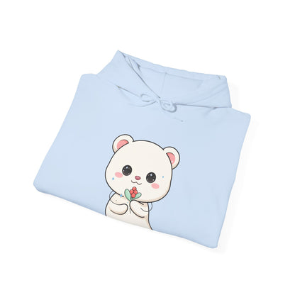 Kawaii Polar Bear Christmas Hoodie with Mistletoe