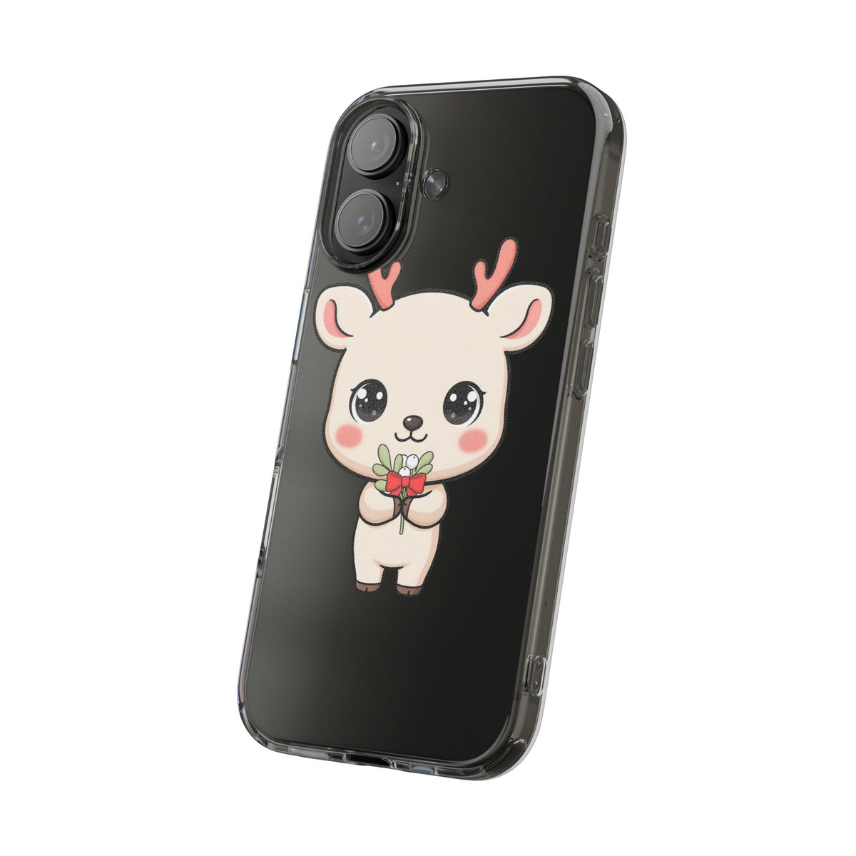 Kawaii Christmas Reindeer Clear Phone Case Gift