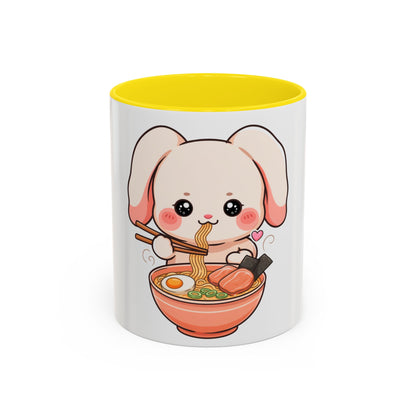 Kawaii Ramen Bunny Accent Coffee Mug, 11 oz or 15 oz