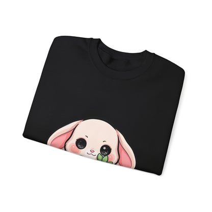 Kawaii Bunny Sweatshirt Hugging a Strawberry