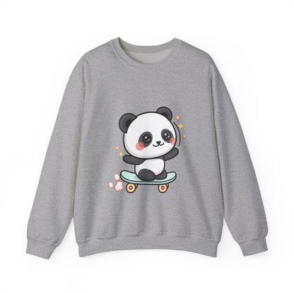 Kawaii Panda Skateboard Sweatshirt, Cute Chibi Panda