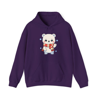 Kawaii Polar Bear Christmas Hoodie, Cozy Holiday Sweatshirt