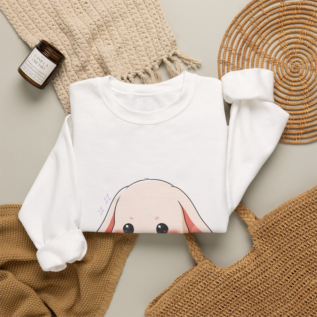 Kawaii Bunny Sweatshirt, Cute Chibi Tea Cup Rabbit