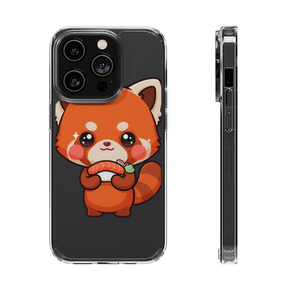 Red Panda Sushi Phone Case, Cute Kawaii Clear Case