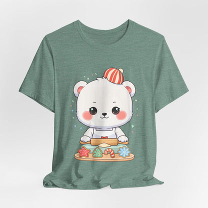 Christmas Cookie Baking Polar Bear Tee, Kawaii Holiday Shirt