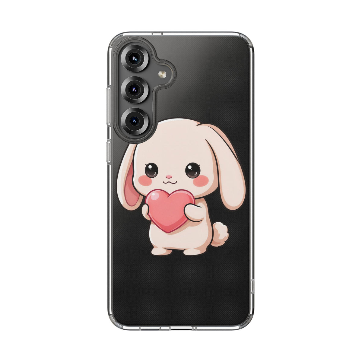 Kawaii Bunny Clear Phone Case with Heart