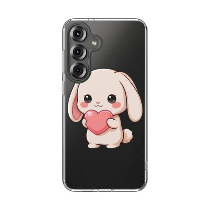 Kawaii Bunny Clear Phone Case with Heart