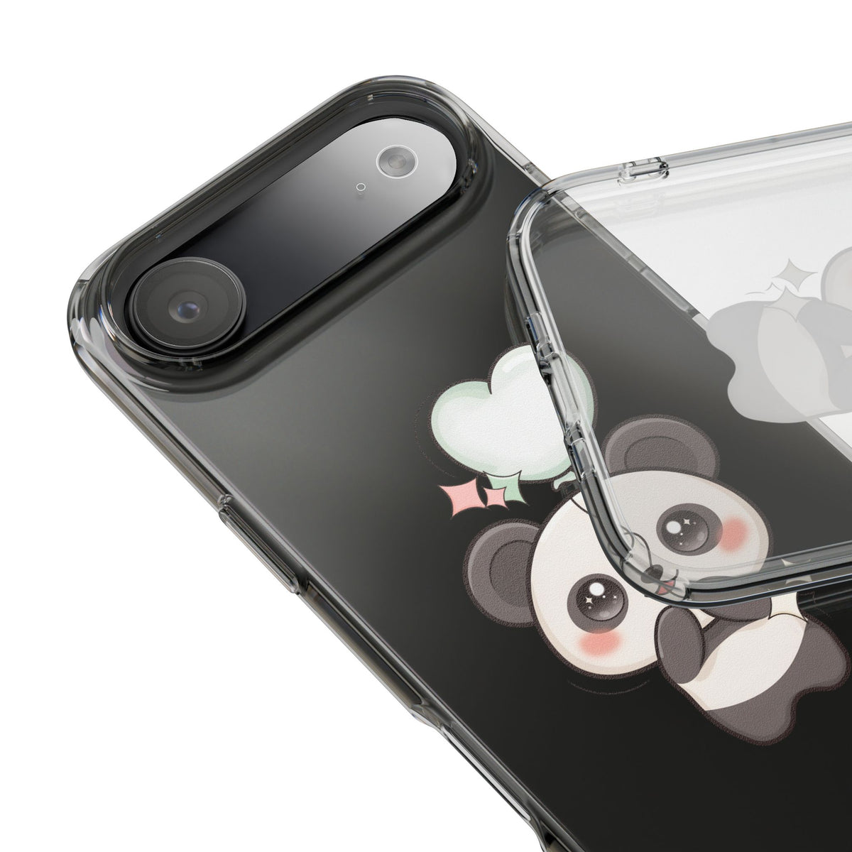 Kawaii Panda Clear Phone Case with Balloon