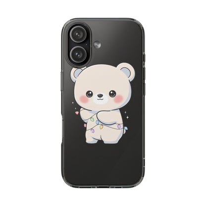 Kawaii Polar Bear Phone Case with Fairy Lights