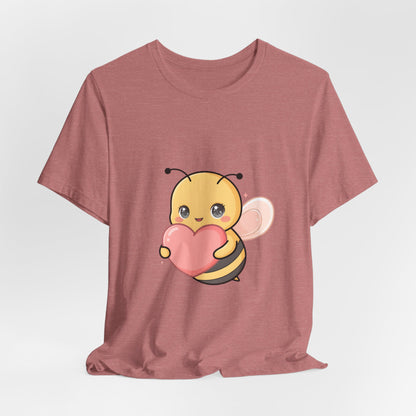 Kawaii Bee T-Shirt: Sweet Heart-Loving Unisex Tee
