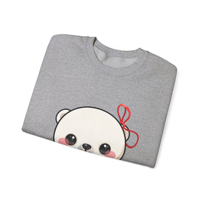 Kawaii Polar Bear Sweatshirt, Jingle Bell Holiday Crewneck