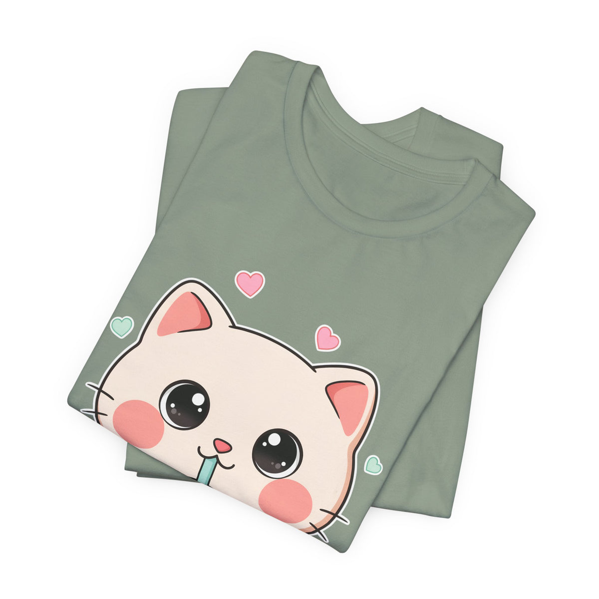 Kawaii Bubble Tea Cat T-Shirt for Cat and Boba Lovers