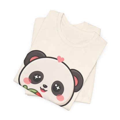 Kawaii Panda Strawberry T-Shirt – Sweet Chibi Animal Tee