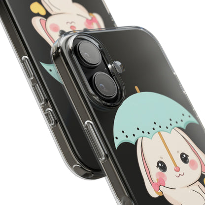 Kawaii Bunny Phone Case with Umbrella | Cute Clear Case