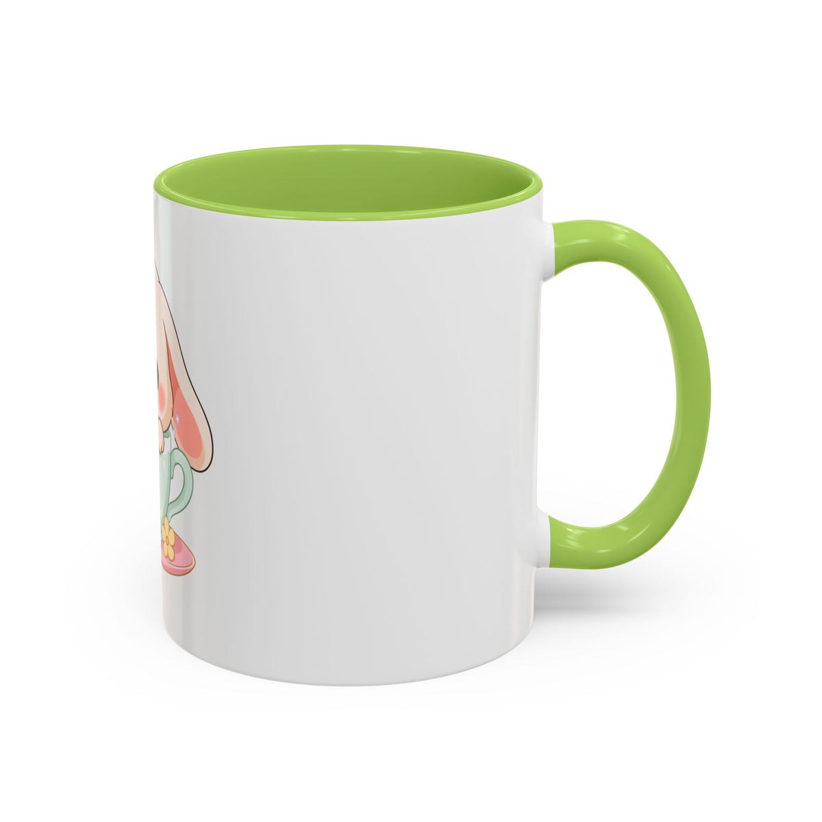 Kawaii Bunny Accent Coffee Mug, Cute Gift for Bunny Lovers