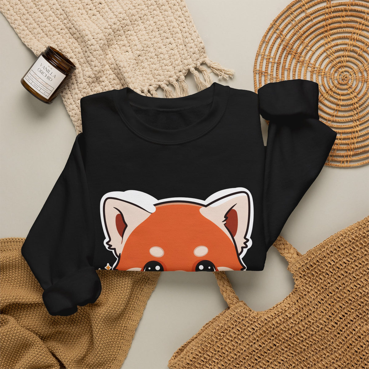 Kawaii Red Panda Sweatshirt, Cute Plant Lover Crewneck