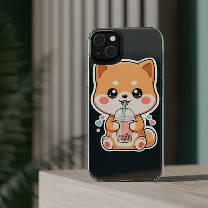 Kawaii Shiba Inu Phone Case for Bubble Tea Lovers