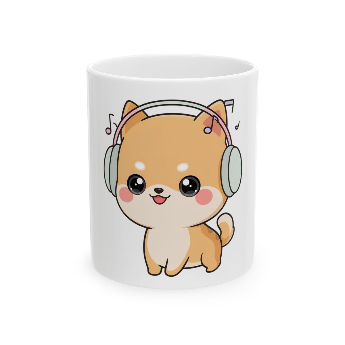 Kawaii Shiba Inu Mug for Dog Lovers and Music Fans