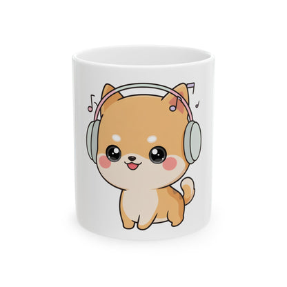 Kawaii Shiba Inu Mug for Dog Lovers and Music Fans