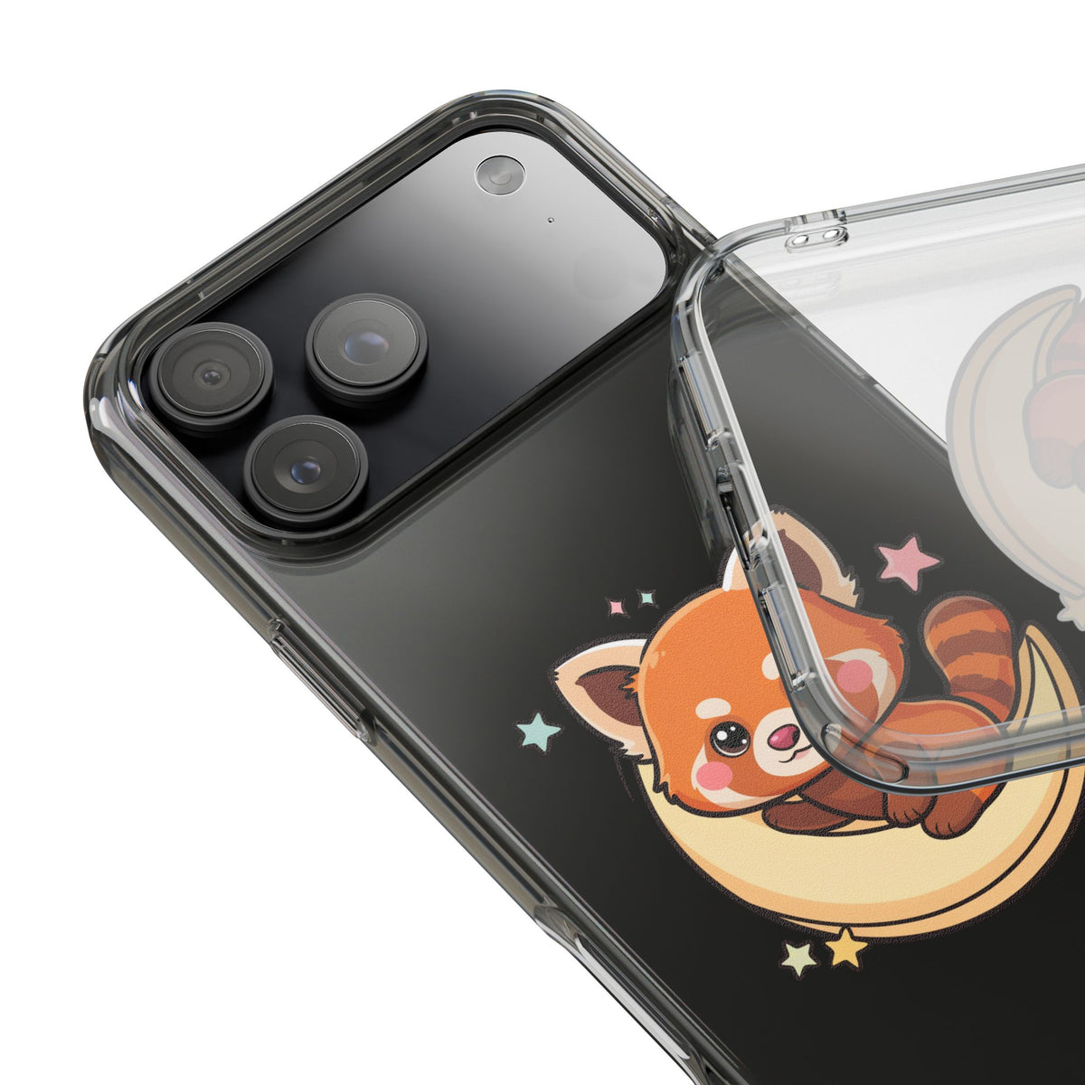 Red Panda Phone Case, Kawaii Moon Companion
