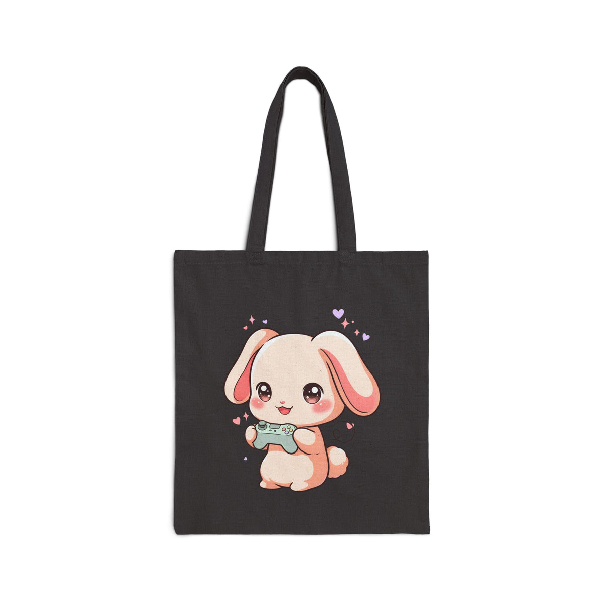 Kawaii Gamer Bunny Cotton Canvas Tote Bag