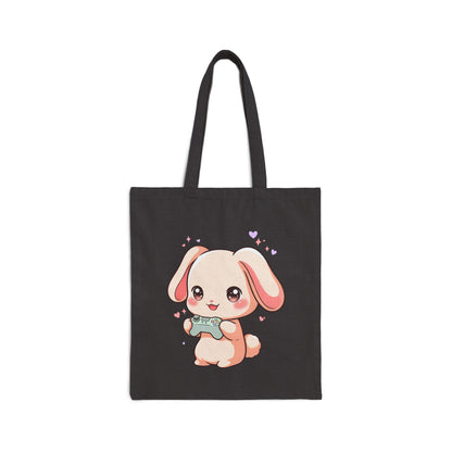 Kawaii Gamer Bunny Cotton Canvas Tote Bag