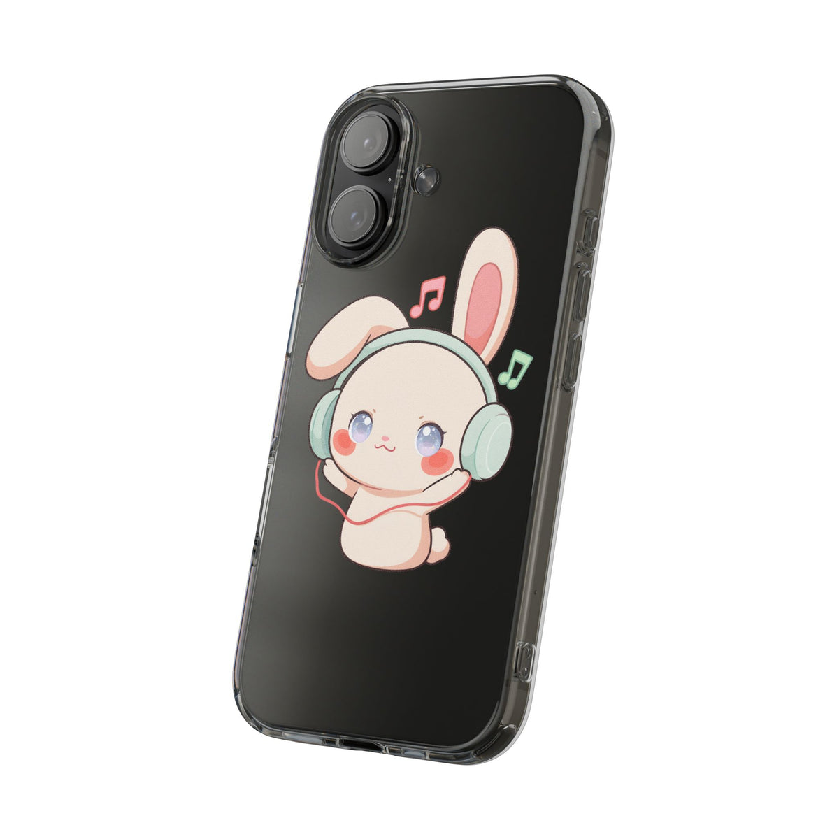 Kawaii Bunny Phone Case, Cute Music Lover Gift