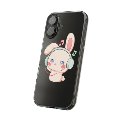 Kawaii Bunny Phone Case, Cute Music Lover Gift