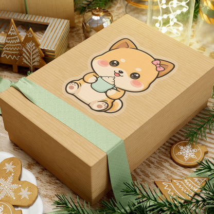 Kawaii Shiba Inu Latte Kiss-Cut Sticker for Coffee Lovers