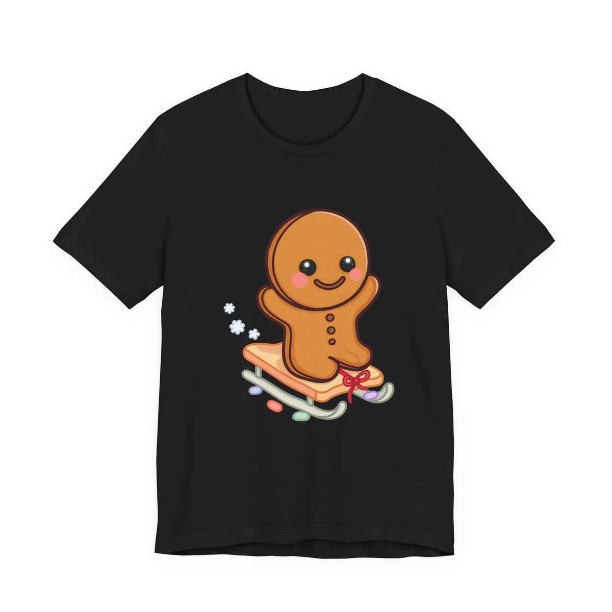Gingerbread Man T-Shirt – Kawaii Holiday Sledding
