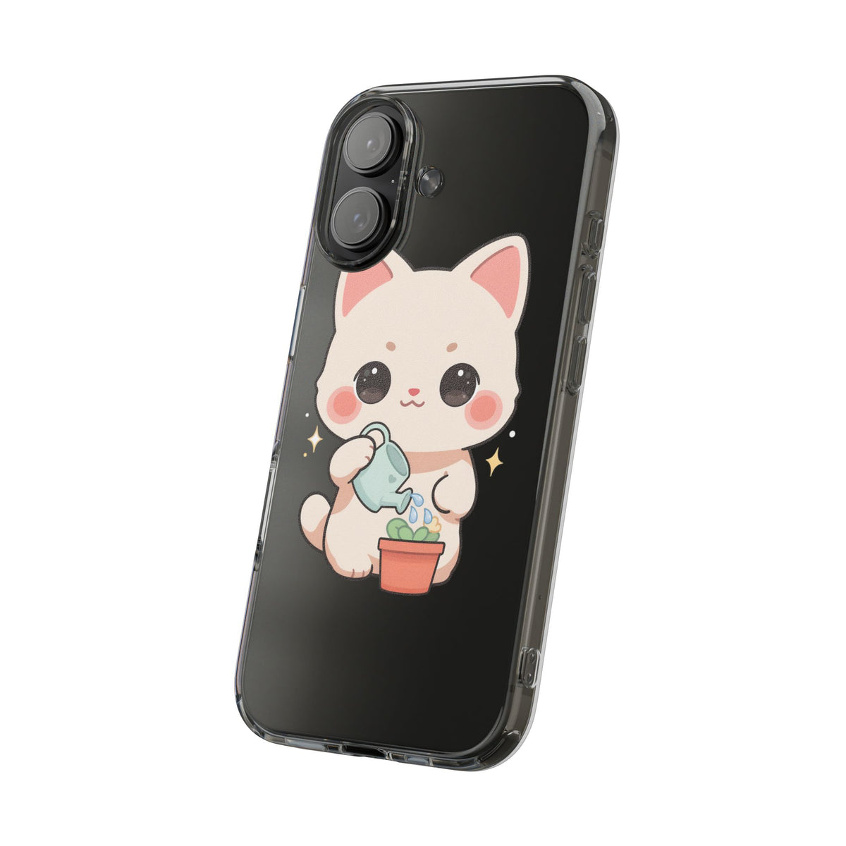 Kawaii Cat Phone Case, Cute Plant Lover Gift