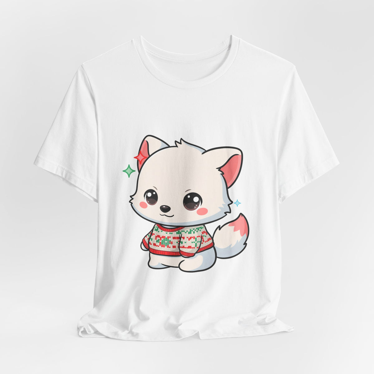 Kawaii Arctic Fox Christmas T-Shirt for Cute Holiday Fans