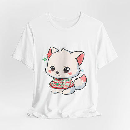 Kawaii Arctic Fox Christmas T-Shirt for Cute Holiday Fans