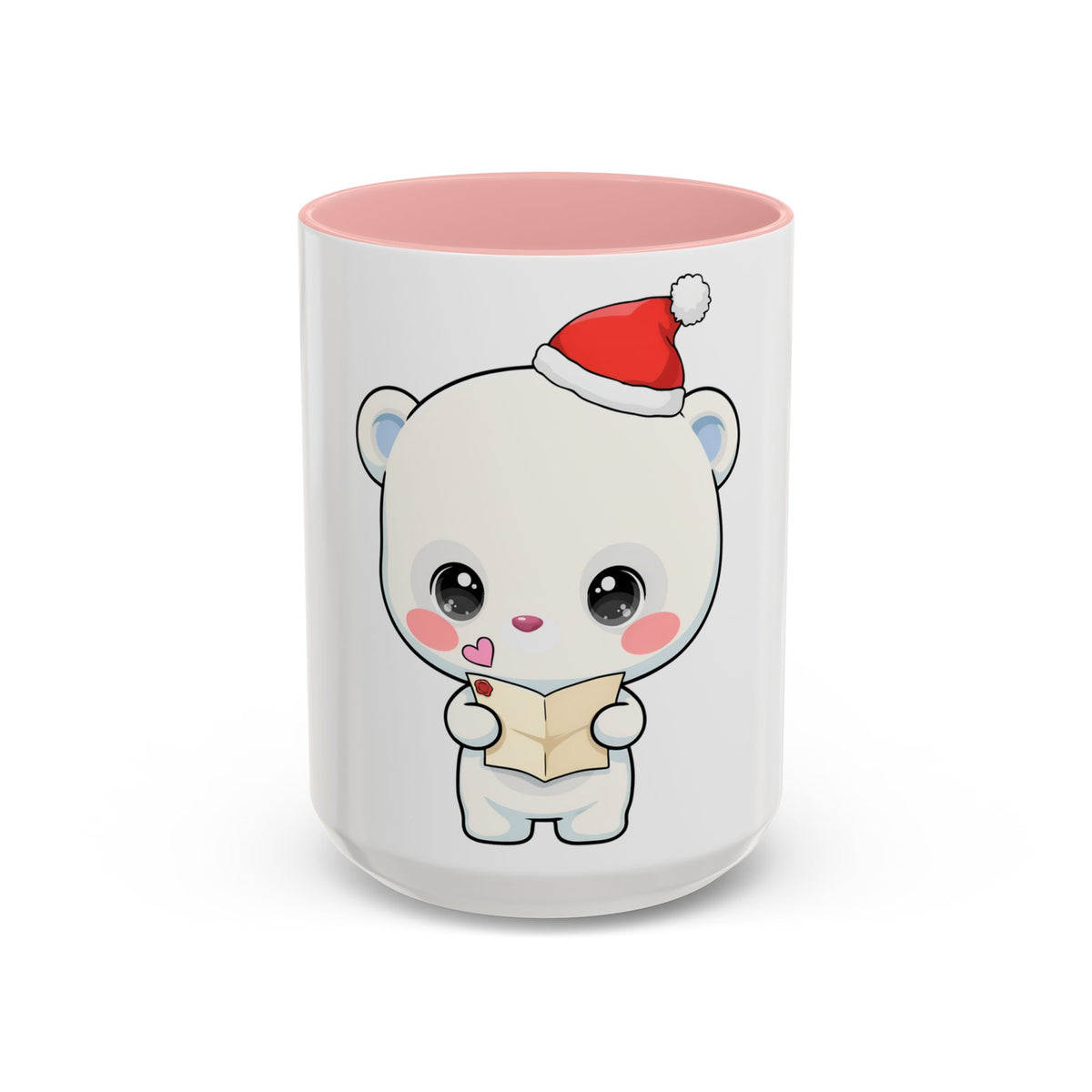 Kawaii Polar Bear Christmas Mug – Santa Letter Accent Mug